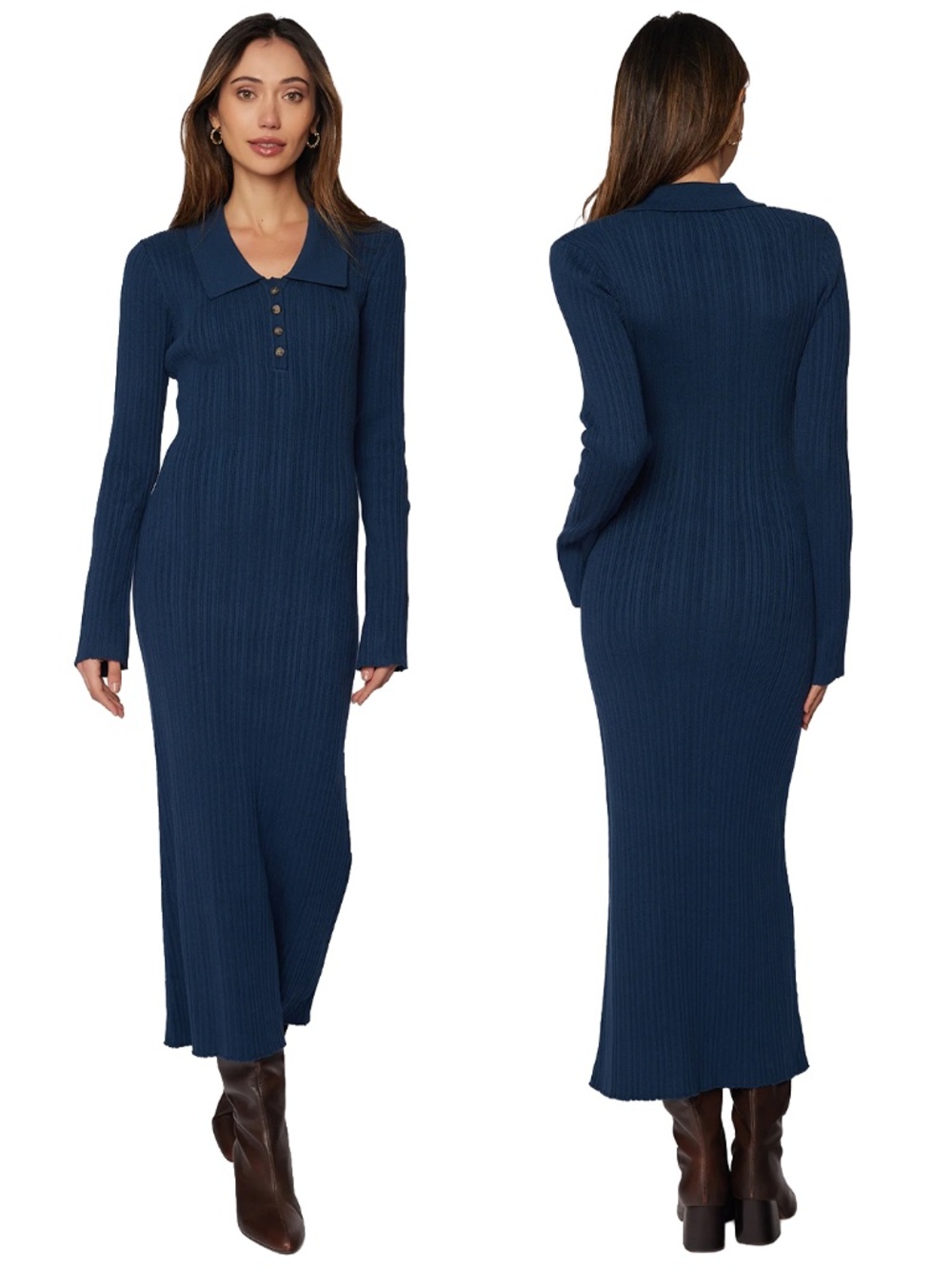 Lost + Wander Giustina Ribbed Sweater Knit Maxi Dress Deep Teal XS/S VGUC